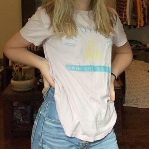 pacsun pink blue and yellow basic tee shirt